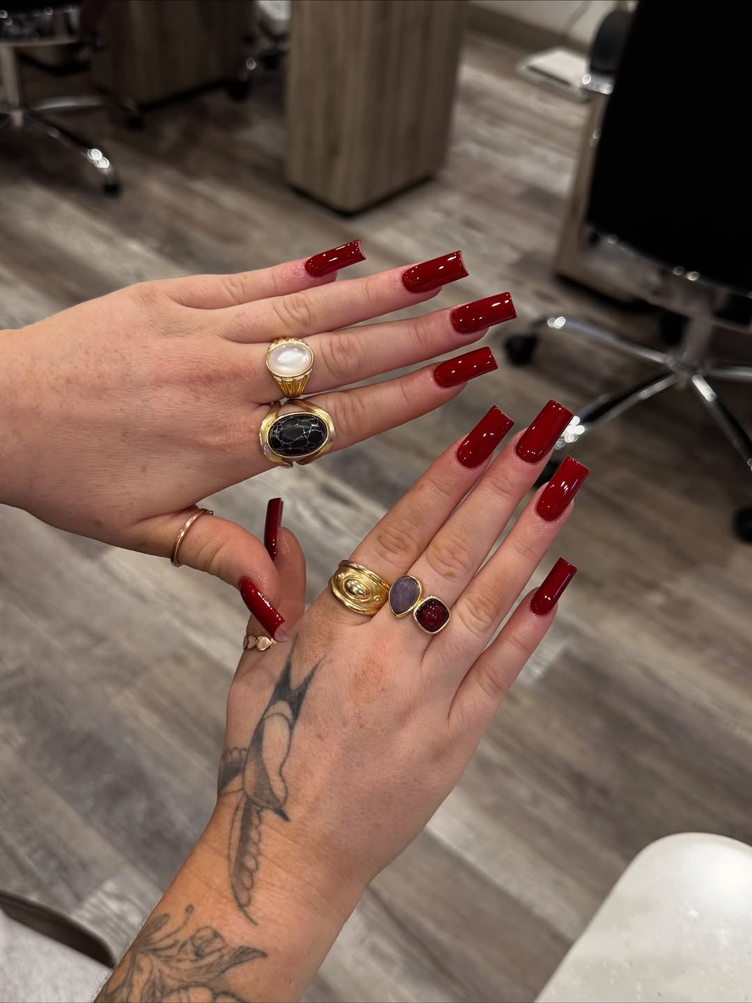 Custom acrylic and Gel X nail art at Polysh Nailcare Studio in Littleton, Colorado